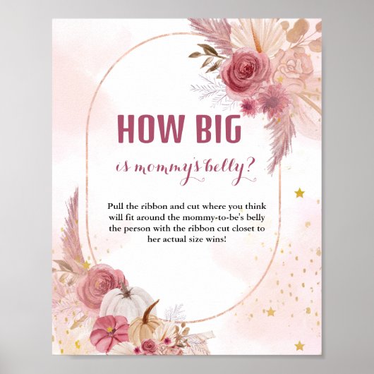 秋カボチャどのように彼女の腹の赤ちゃんシャワーのサイン大きい ポスター (正面)