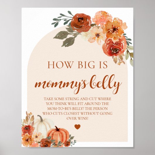 秋カボチャどのように彼女の腹の赤ちゃんシャワーゲーム大きい ポスター (正面)