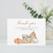 秋カボチャのおもちゃ赤ちゃんシャワーサンキューカード サンキューカード (スタンド正面)