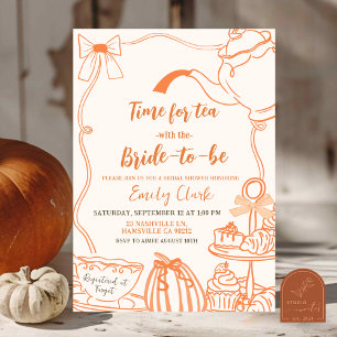 秋カボチャのオレンジ色の落書き手が描画された後 招待状