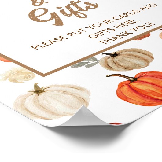 秋カボチャのカードとギフト赤ちゃんシャワー ポスター (角)