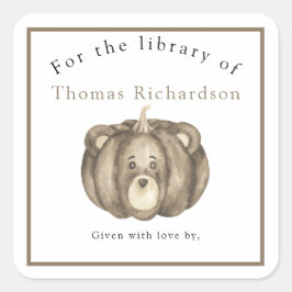 秋カボチャのクマ – ライブラリ用 スクエアシール