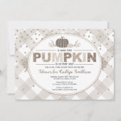 秋カボチャのジンガムニュートラルカラーベージシャワー 招待状 (正面)
