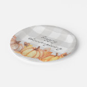 秋カボチャのジンガム感謝祭パーティーデコル ペーパープレート (アングル)