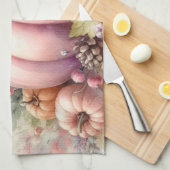 秋カボチャのパステル色の水の色絵を描の キッチンタオル (四つ折り)