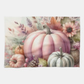 秋カボチャのパステル色の水の色絵を描の キッチンタオル (横)