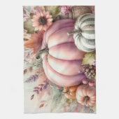 秋カボチャのパステル色の水の色絵を描の キッチンタオル (縦)