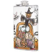 秋カボチャのパッチトラックとこうもりのかかし鳥 フラスク (左)