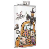 秋カボチャのパッチトラックとこうもりのかかし鳥 フラスク (右)