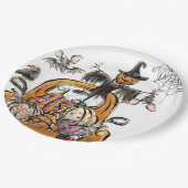 秋カボチャのパッチトラックとこうもりのかかし鳥 ペーパープレート (アングル)