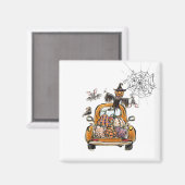 秋カボチャのパッチトラックとこうもりのかかし鳥 マグネット (正面/裏面)