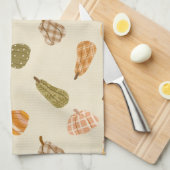 秋カボチャのパッチ素朴-秋Co キッチンタオル (四つ折り)