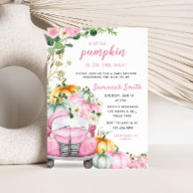 秋カボチャのピンクのトラックの赤ちゃんシャワー