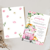 秋カボチャのピンクのトラックの赤ちゃんシャワー 招待状