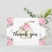 秋カボチャのピンクの水色フローラありがとう サンキューカード (スタンド正面)