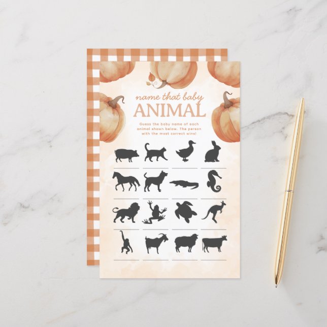 秋カボチャの名前は、動物の赤ちゃんシャワーゲーム (正面/裏面インサイチュ)