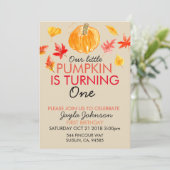 秋カボチャの第1誕生日招待状 招待状 (スタンド正面)