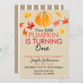 秋カボチャの第1誕生日招待状 招待状 (正面/裏面)