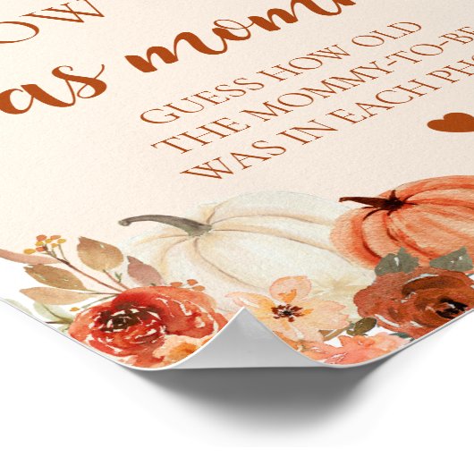 秋カボチャの赤ちゃんシャワーどのように古いママのゲーム ポスター (角)