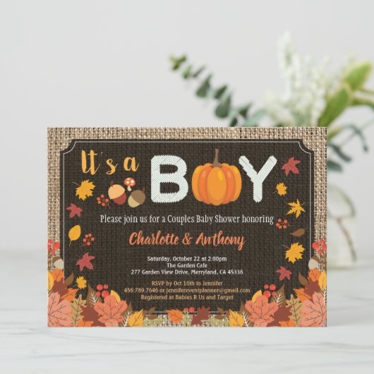 秋カボチャの赤ちゃんシャワーの招待状 招待状 (スタンド正面)