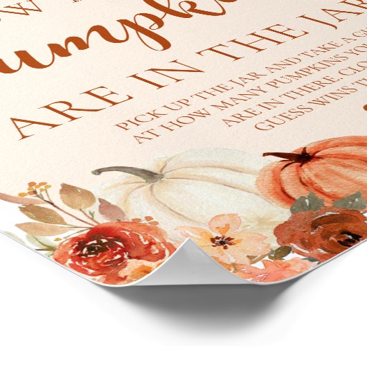 秋カボチャの赤ちゃんシャワー推測カボチャの数 ポスター (角)