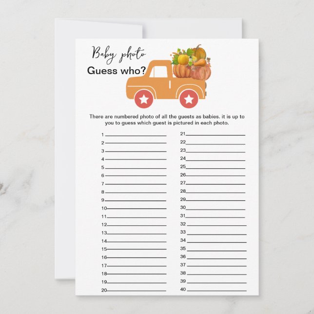 秋カボチャの赤ちゃんシャワー推測誰がゲーム (正面)