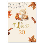 秋カボチャはコーヒーの醸造離れ中のテーブル番号 テーブルナンバー (正面)