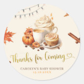 秋カボチャはコーヒーを醸造している感謝ステッカー ラウンドシール (正面)
