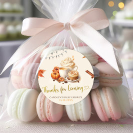 秋カボチャはコーヒーを醸造している感謝ステッカー ラウンドシール