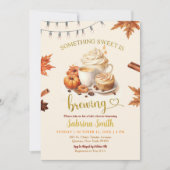 秋カボチャはコーヒーを醸造している離れコーヒーのベビーシャワー 招待状 (正面)