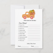 秋カボチャは赤ちゃんシャワーゲームへの願い 招待状 (正面)