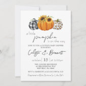 秋カボチャひまわりカップル赤ちゃんシャワー 招待状 (正面)