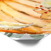 秋カボチャひまわり水彩ウェルカムベビー ポスター (角)