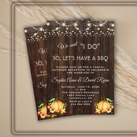 秋カボチャひもライトウッドI do BBQ 招待状