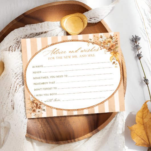 秋カボチャアドバイスとウィズブライダルシャワーカード