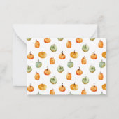 秋カボチャオレンジの赤ちゃんシャワー子育てアドバイス ノートカード (裏面)