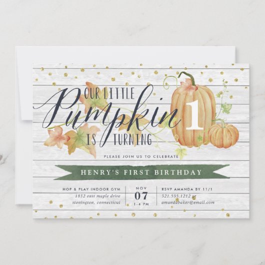 秋カボチャカスタムンエイジ誕生日パーティー 招待状 (正面)