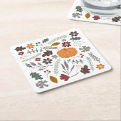 秋カボチャコンテンポラリーグラフィックパターンminimali スクエアペーパーコースター (アングル)