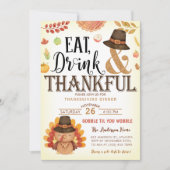 秋カボチャゴッブルサンクスギビングディナートルコ 招待状 (正面)