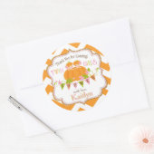 秋カボチャツインガールズ金ゴールドグリッターベビーシャワー ラウンドシール (封筒)