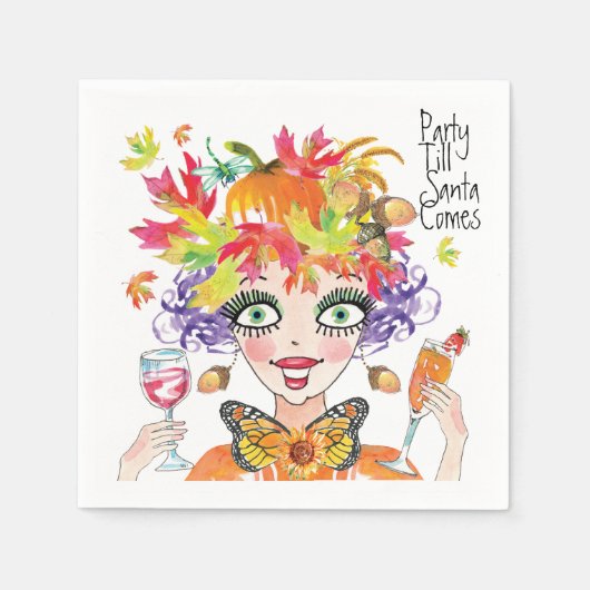 秋カボチャパーティートゥルサンタペ来ーパナプキン スタンダードカクテルナプキン (正面)