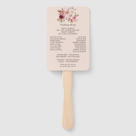 秋カボチャピンクバーガンディ結婚式 プログラム ハンドファン (裏面)