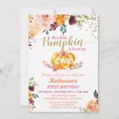 秋カボチャフローラガールベビーバースデーパーティー 招待状 (正面)