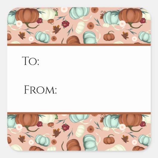 秋カボチャフローラギフトラベル スクエアシール (正面)