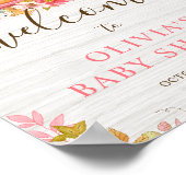 秋カボチャフローラトラックガールベビーシャワーウェルカム ポスター (角)