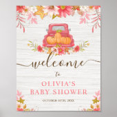 秋カボチャフローラトラックガールベビーシャワーウェルカム ポスター (正面)