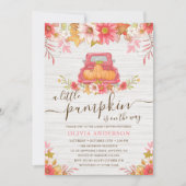 秋カボチャフローラトラックガールベビーシャワー 招待状 (正面)