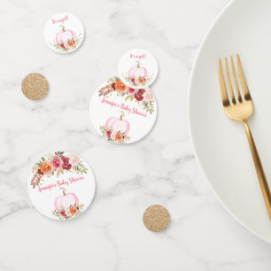 秋カボチャフローラピンク&金ゴールドベビーシャワー コンフェッティ