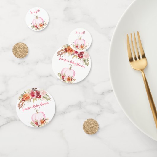 秋カボチャフローラピンク&金ゴールドベビーシャワー コンフェッティ (グループ)