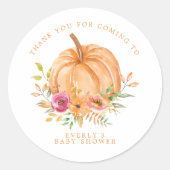 秋カボチャフローラベビーシャワーありがとう ラウンドシール (正面)